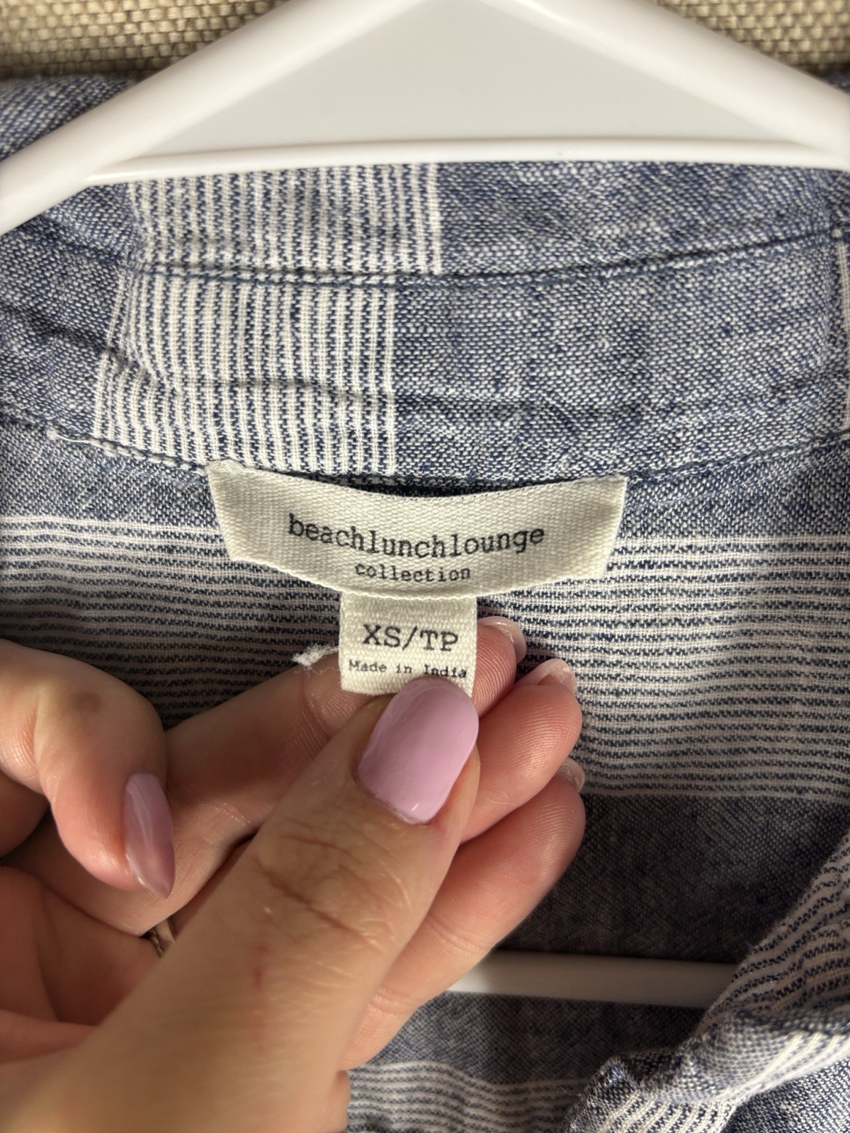 Beach Lunch Lounge Sleeveless Button-Front Striped Linen Dress Blue Extra Small