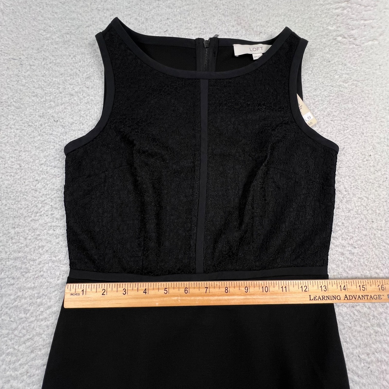 NWT Ann Taylor Loft Sheath Dress Womens 00P Sleeveless Knit Lace Decorated Black