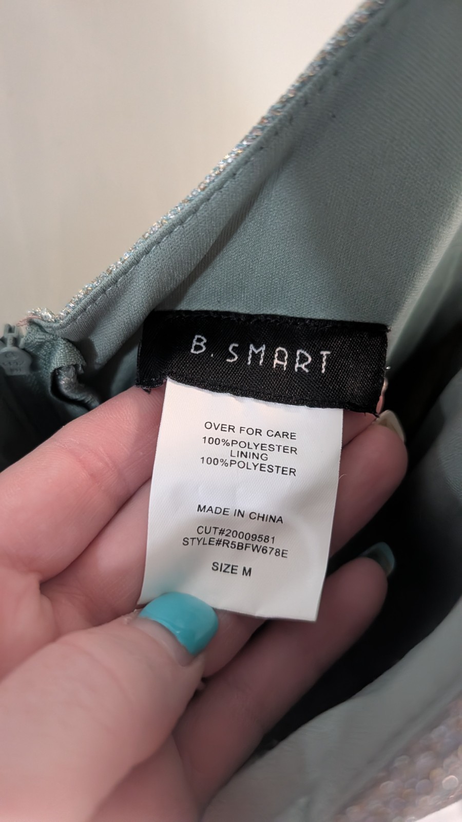 B. Smart Seafoam Glitter Strappy Mini Dress