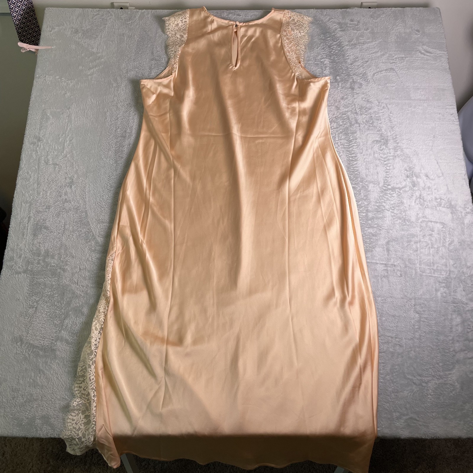 NWT Future Collective Maxi Slip Dress Womens 2X Peach Champagne Satin Sexy Night