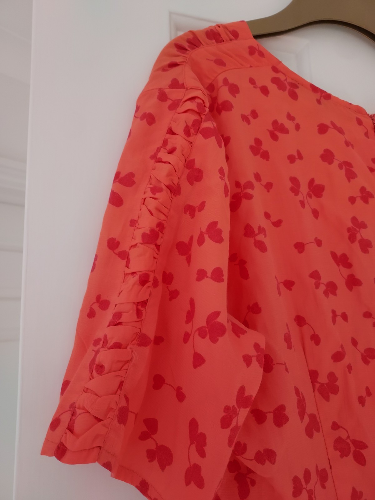 French Connection orange ditsy Flower Summer party wedding dress – Size 14