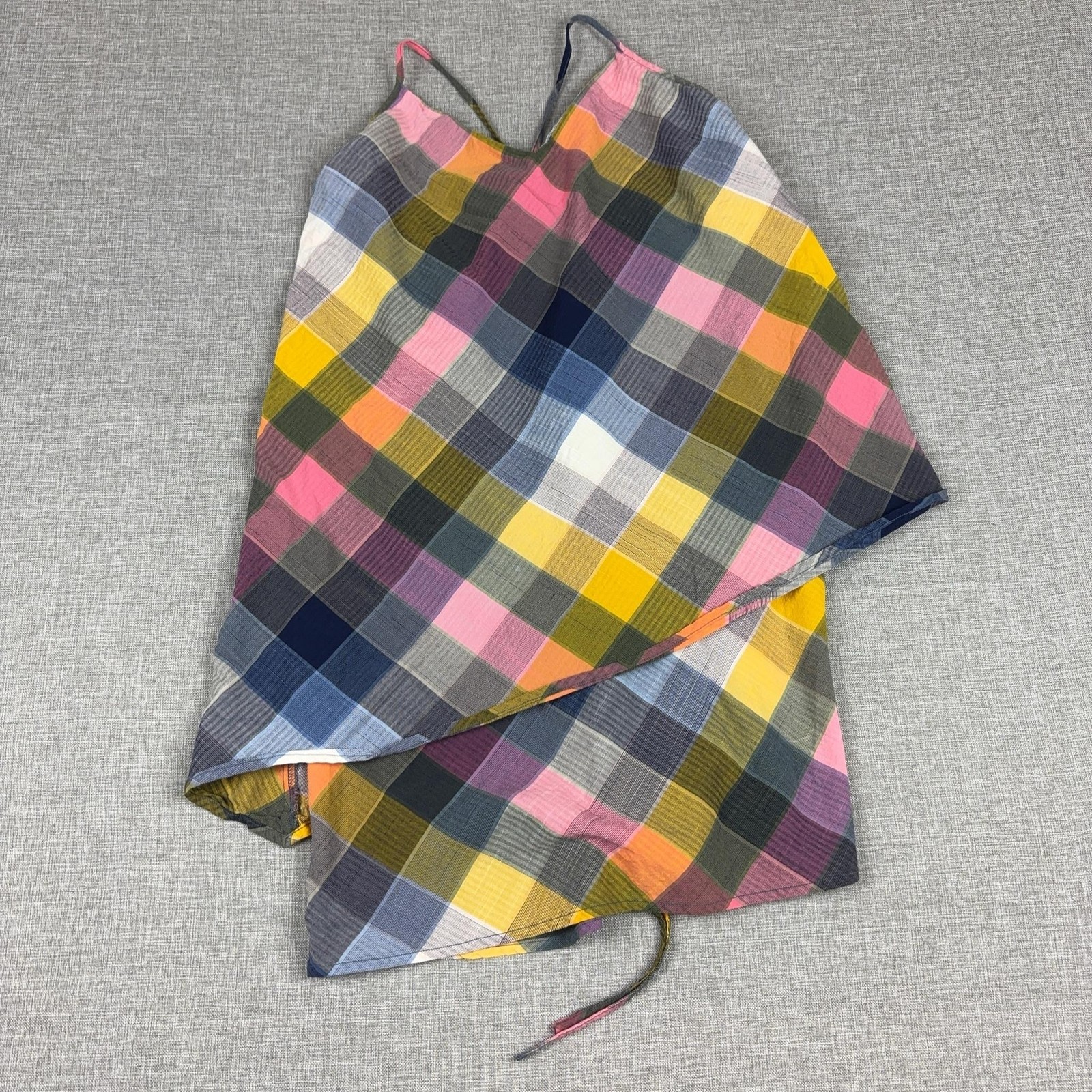 Patagonia Dress Womens 0 Multicolor Plaid Halter Asymmetrical Sundress Short
