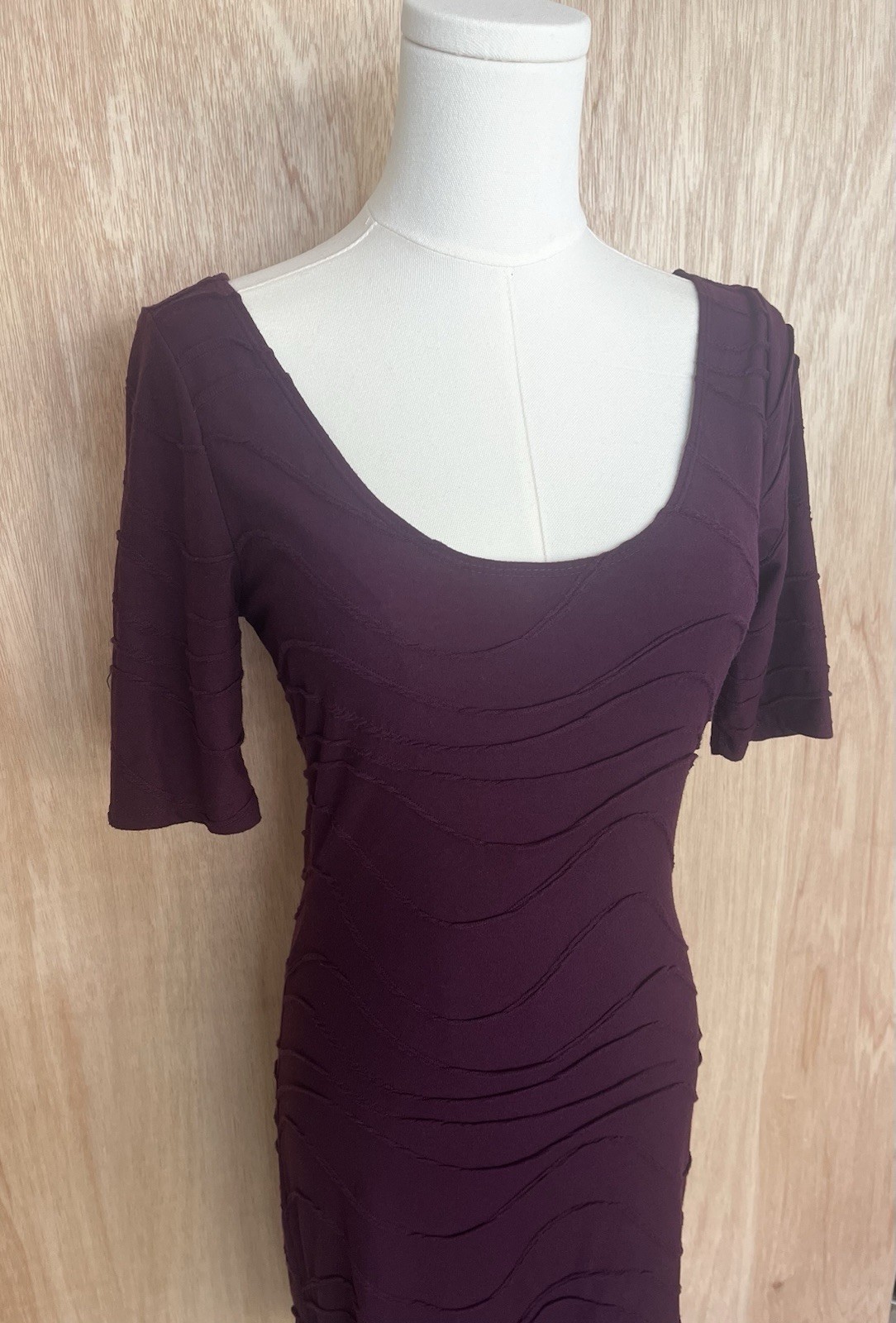Xhilaration Purple Knit Scoop Neck Ruffle Sheath Size Small, Causal, Concert