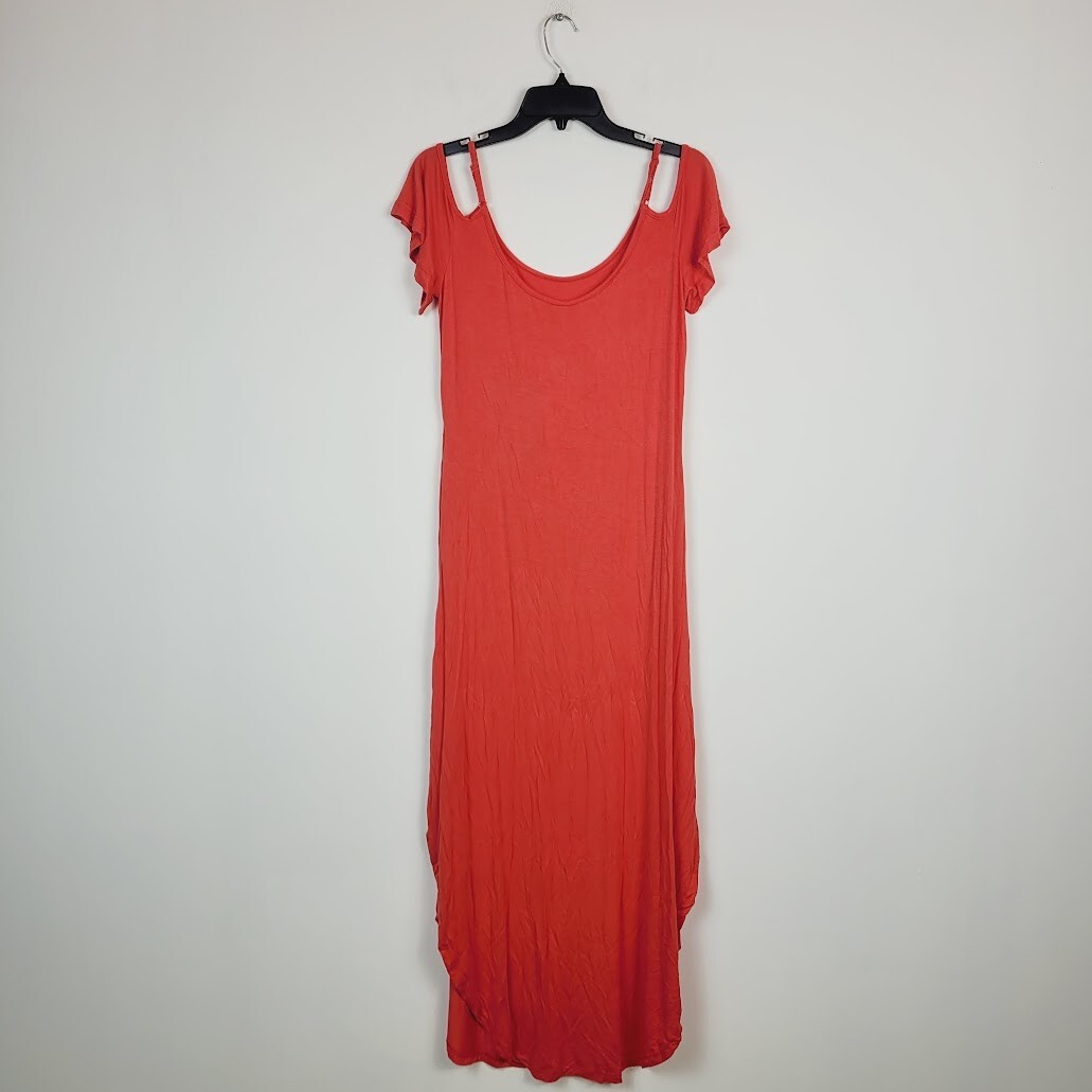 White Mark Womens Medium Red Lexi Cold Shoulder Short Sleeve Maxi Dress NWT AD14