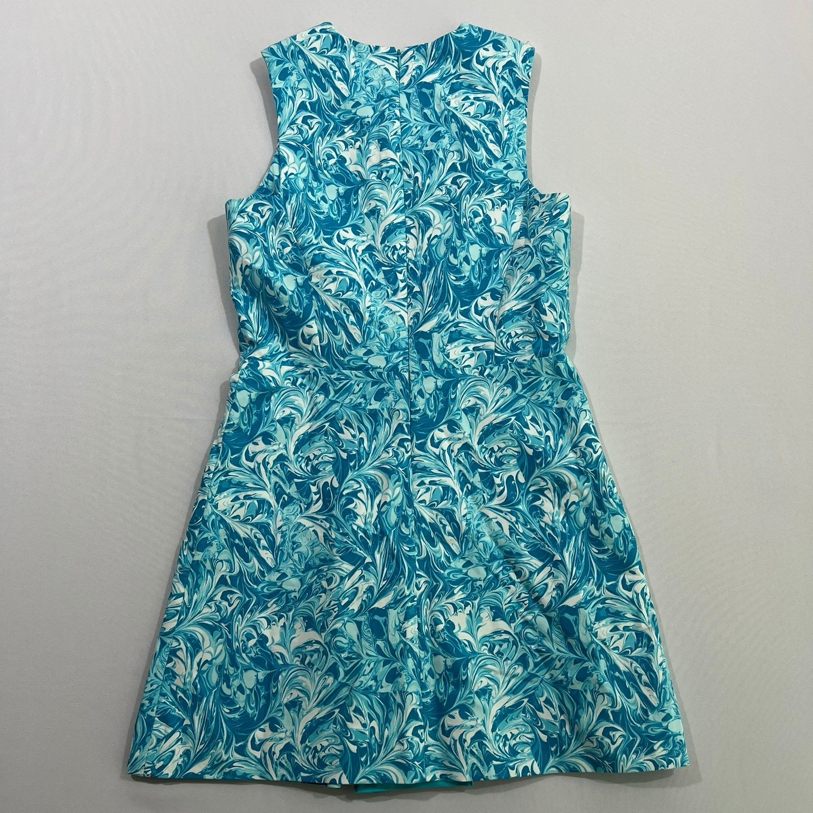 Michael Kors Dress Marble Swirl Print Sleeveless Fit Flare Blue Womens 6P