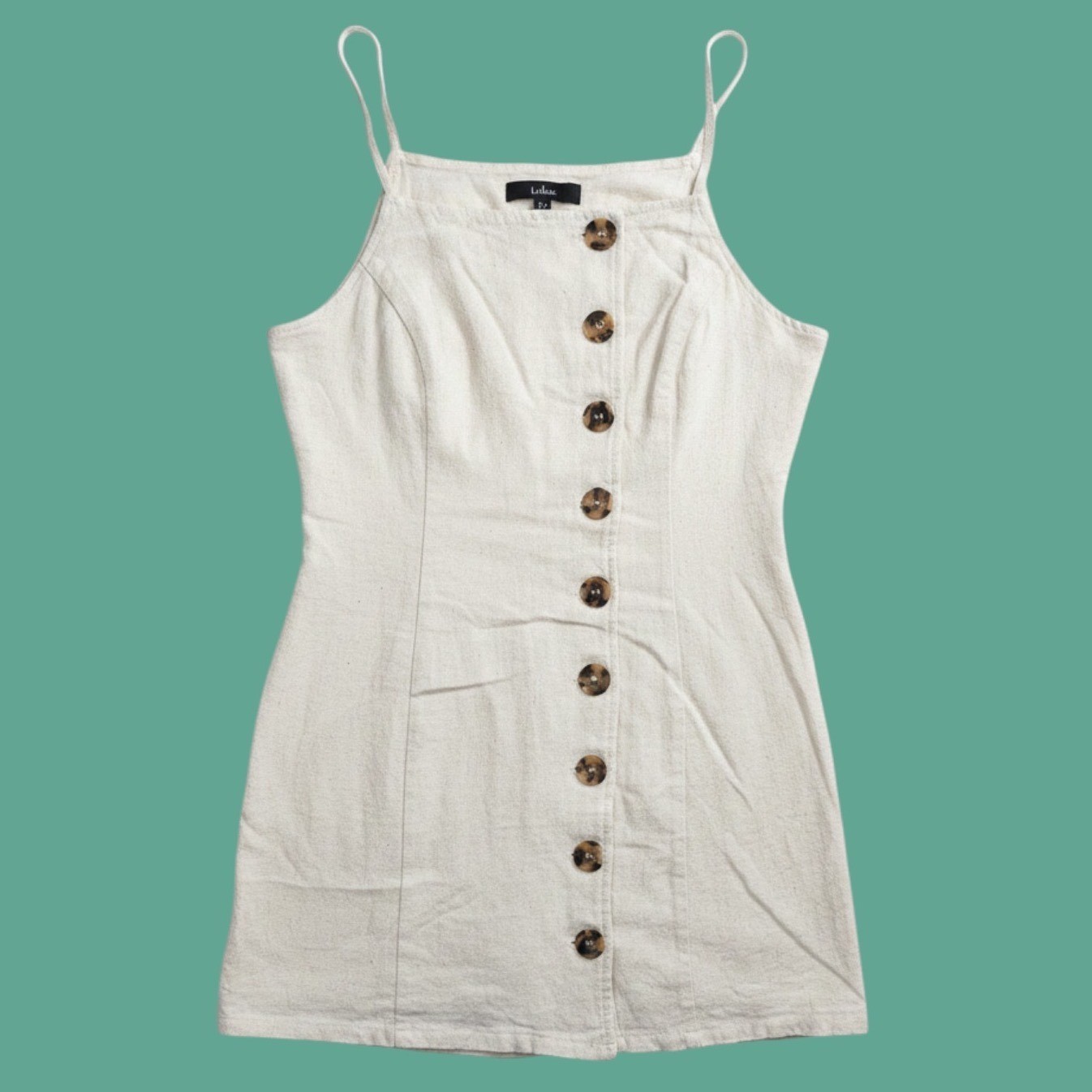 Lulus Oatmeal Linen Blend Button Front Mini Dress Cream Womens Size S