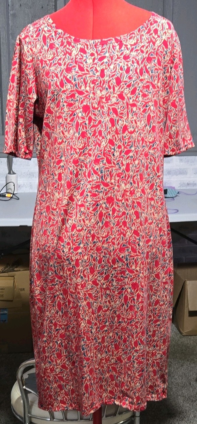 LuLaRoe Red Green Blue Julia Dress Floral Bodycon Size XL