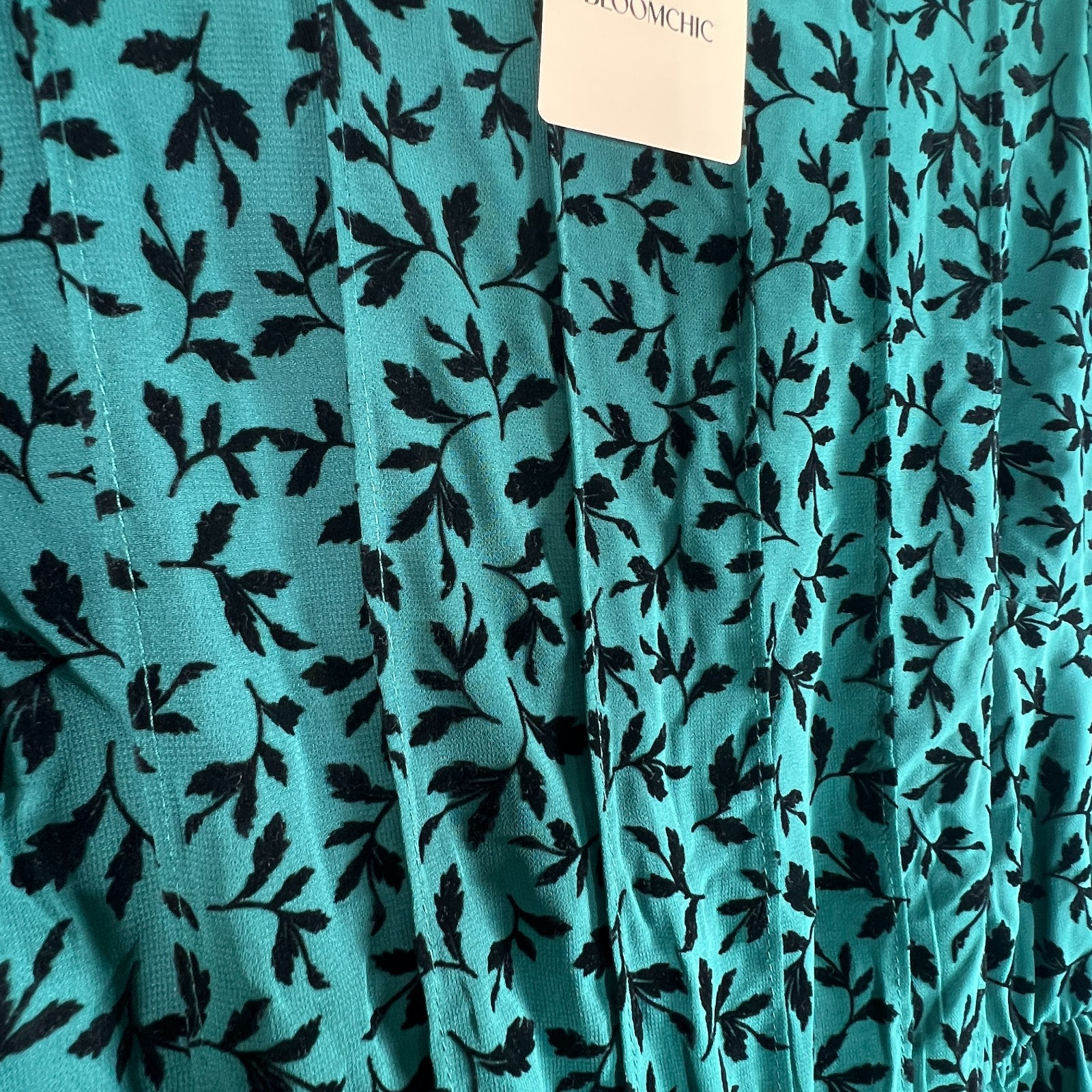 NWT BloomChic Lined Pockets Velvet Leaf Print Dress Women’s 14 16 Cottagecore