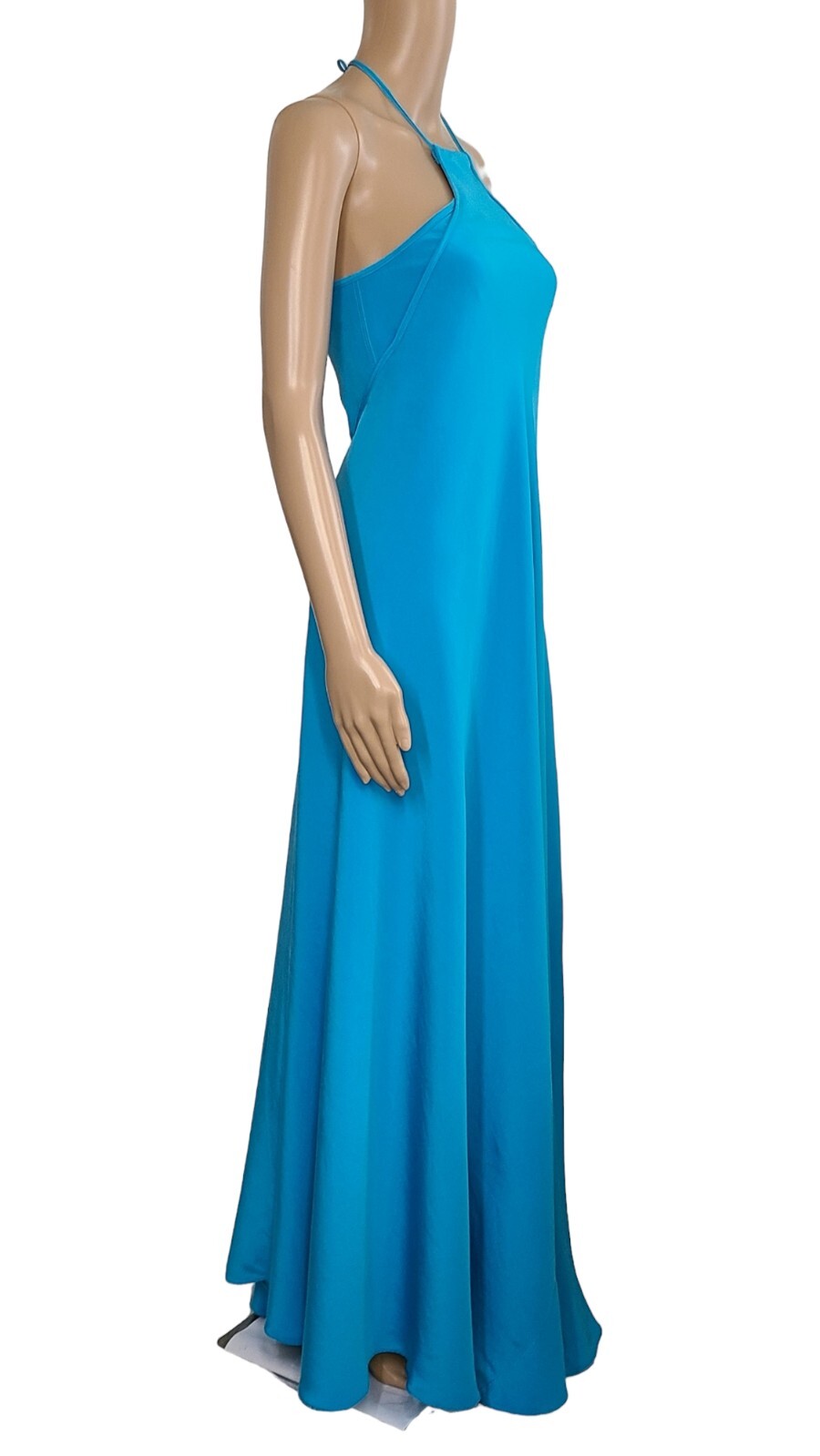 KAUFMANFRANCO Runway Collection Blue 100% Silk Halter Neck Sweeper Gown 2 $2850