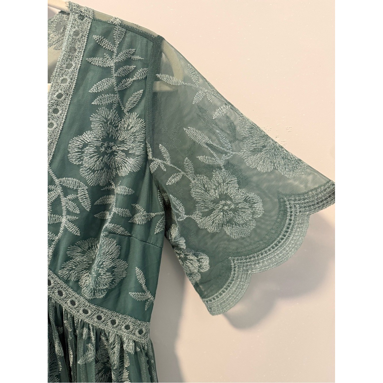 PinkBlush Sage Green Embroidered Lace Maternity Maxi Dress S Romantic Fairycore