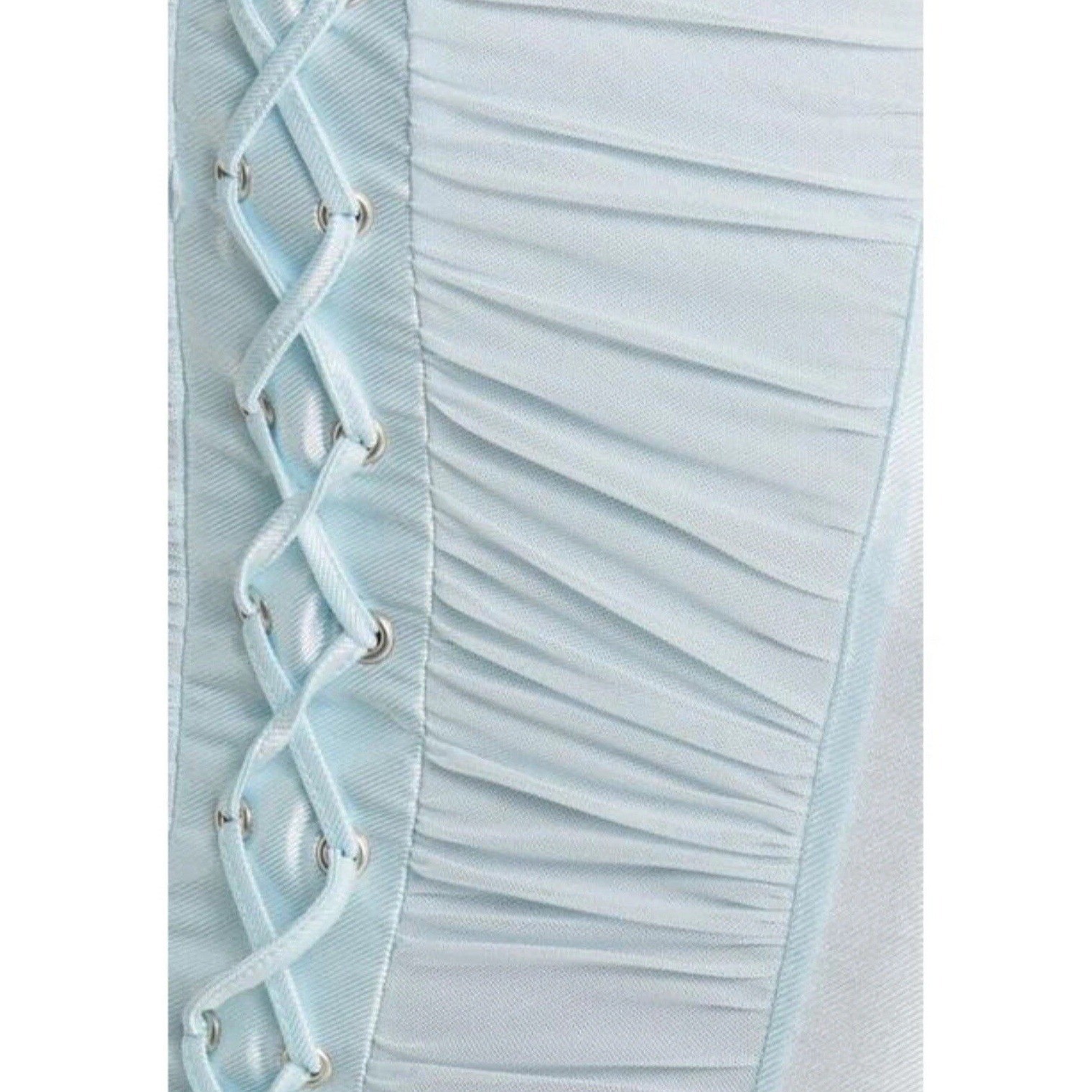 ASOS Womens NEW Blue Cupped Whimsical Fairy Lace Up Long Sleeve Dress Sz US 6