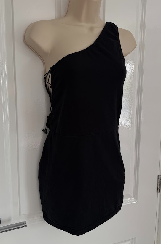 Motel Rocks Black One Shoulder Mini Dress Small Lace Up Side Y2K Clubwear Party