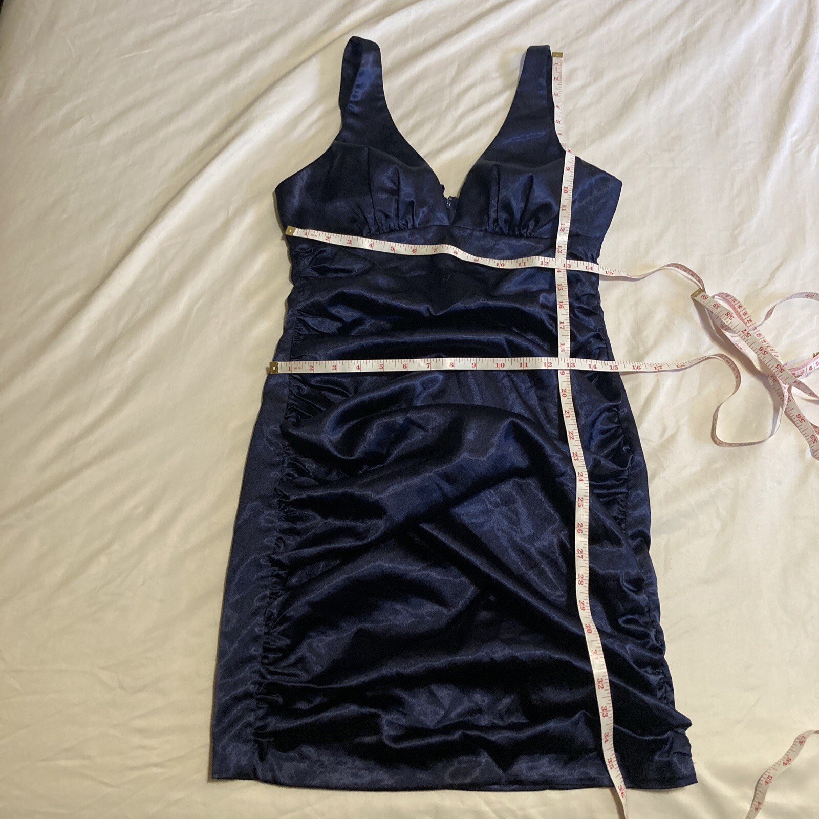 City Triangles dress Dark Blue Size 9 Short Back Zip Halter Top Tie Back Varied
