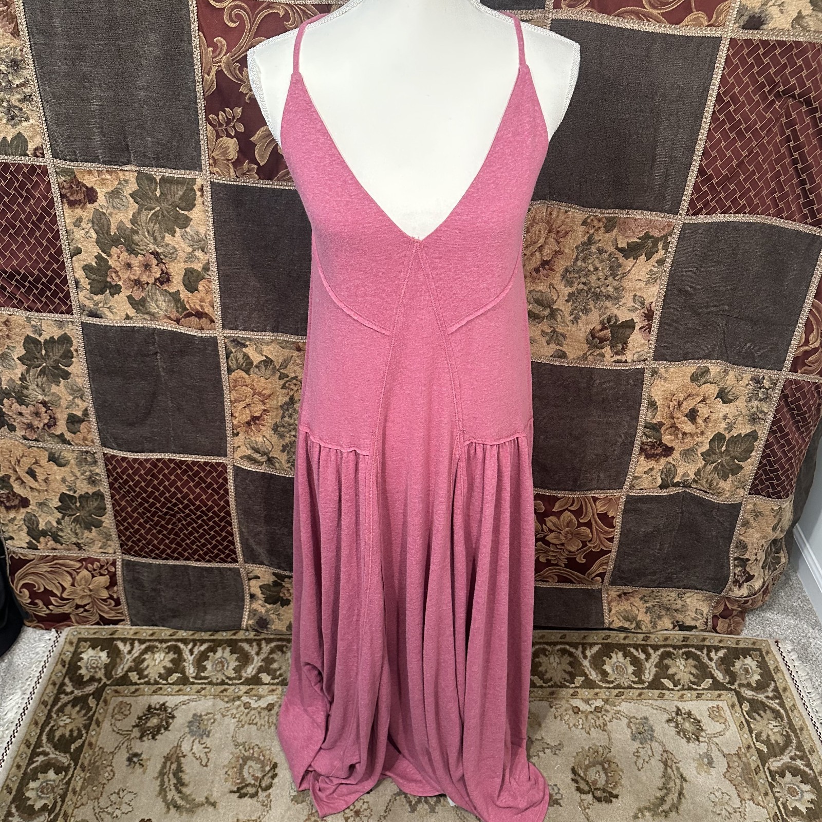 Free People FP Beach Eros Maxi Dress Women’s XS Extra Small Berry Pink Lagenlook