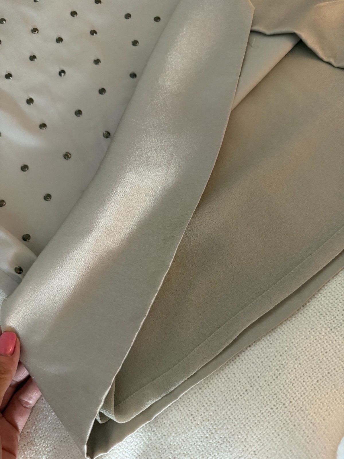 REISS Champagne Satin Studded Shift Dress Sleeveless Cocktail Dress Size 6