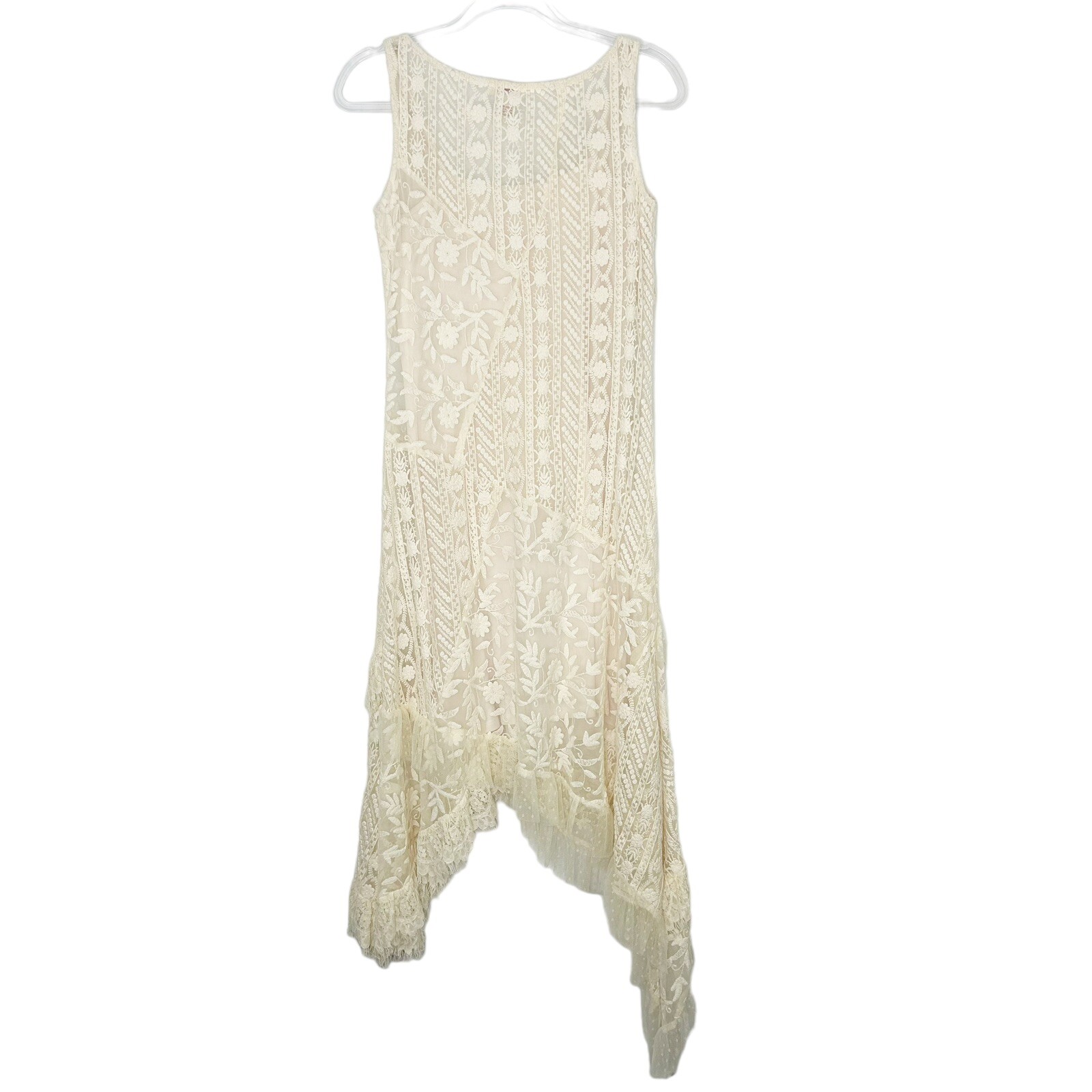 Sundance Ivory Lace Midi Dress Womens Size XS Sleeveless Bohemian Cottagecore
