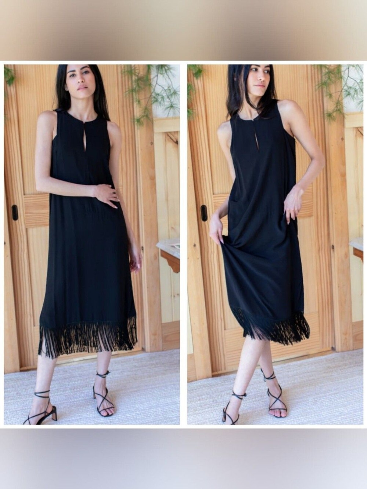 NEW Emerson Fry Cut Out Fringe Midi Dress Size XS Black