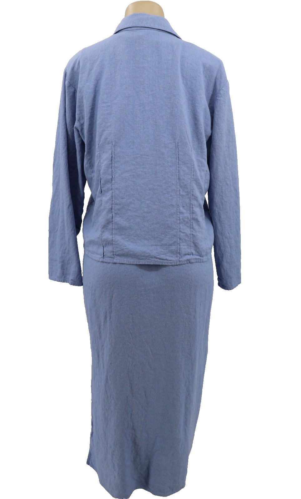 Coldwater Creek 2 Pc Linen Blend Maxi Dress & Jacket Womens Size Large Blue Long