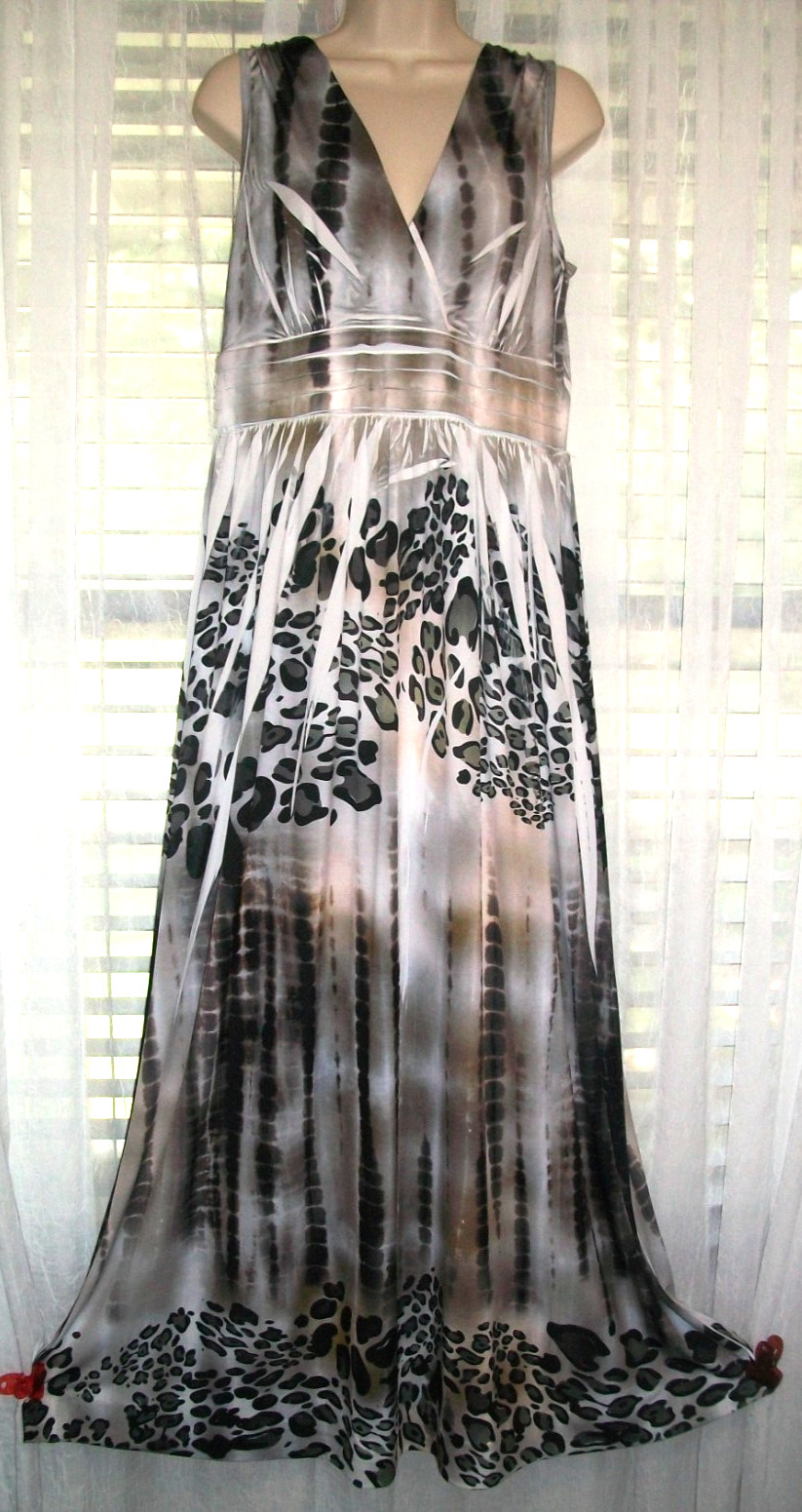 AB STUDIO SZ 14 SILKY LONG GOTHIC NOIR STRETCH SUMMER SUNDRESS FESTIVAL DRESS
