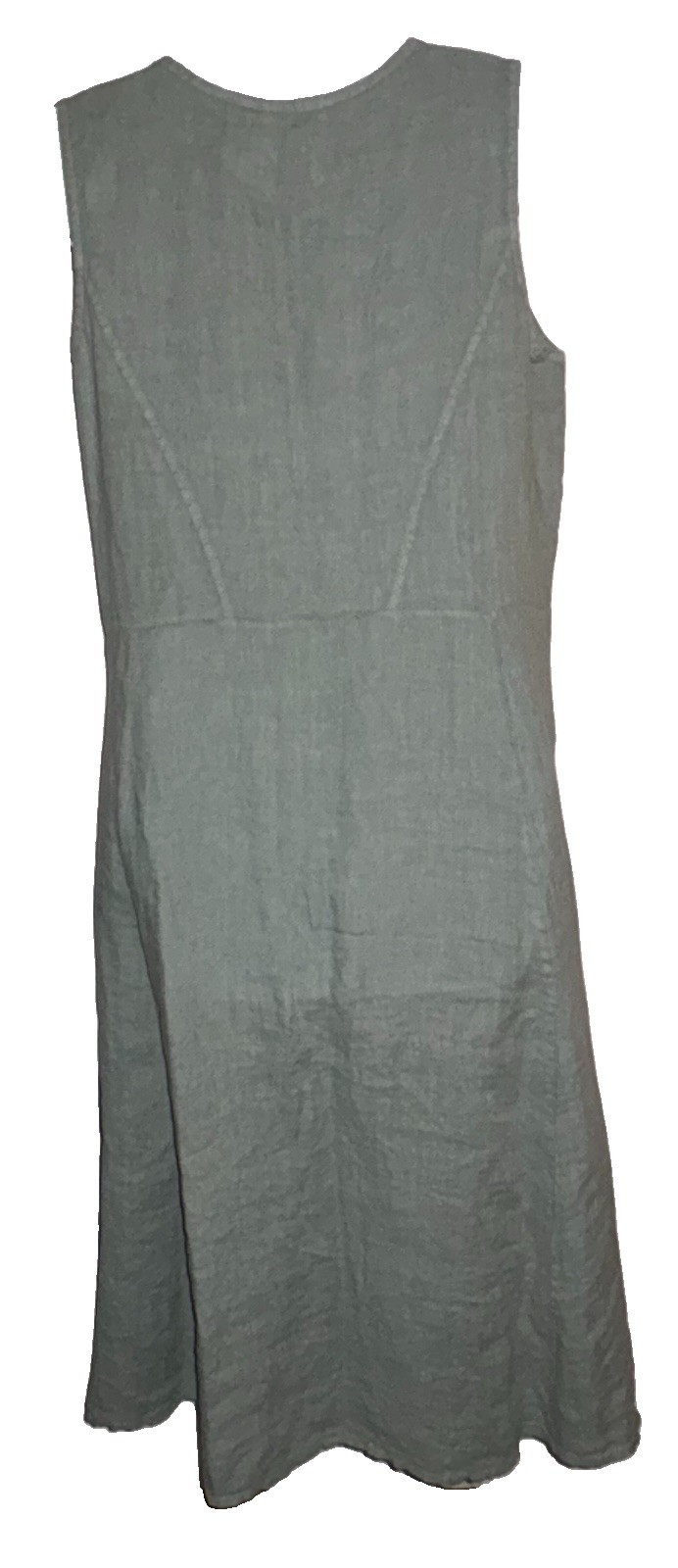 Woolovers 100% Linen Dress Size US 10 Sea Green Midi Tea Dress W Pockets Italy