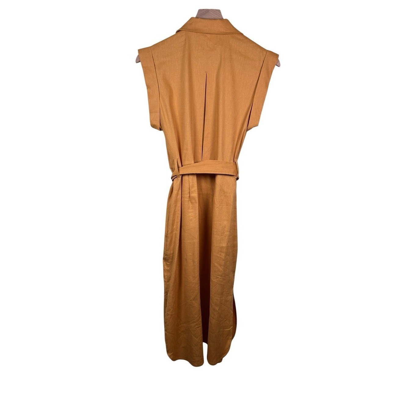RAG & BONE Helena Linen Blend Button Front Shirt Dress Mustard Sz 0 Resort