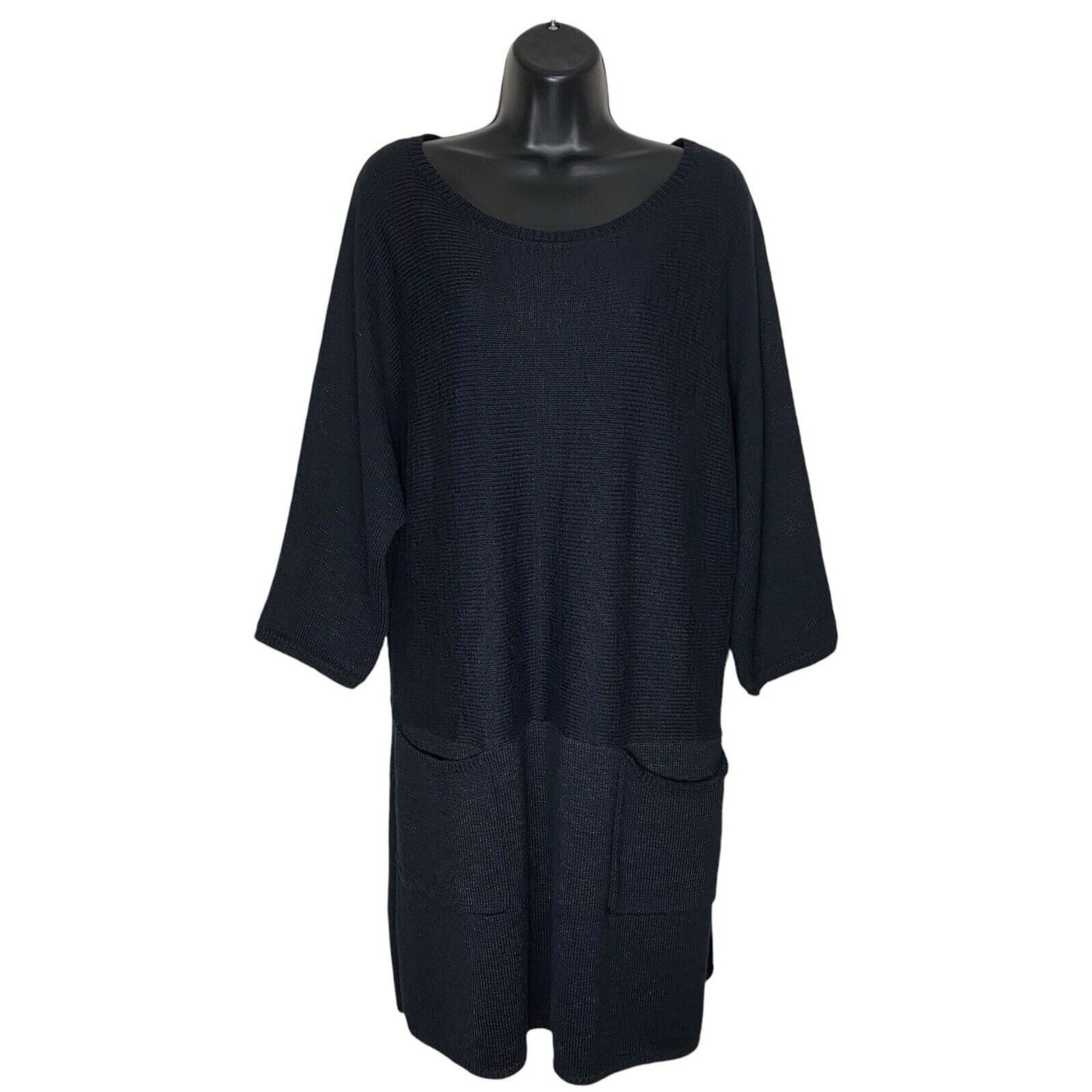 Soft Surroundings Sweater Dress Womens S-M Black Capsule Pocket Minimalist Artsy