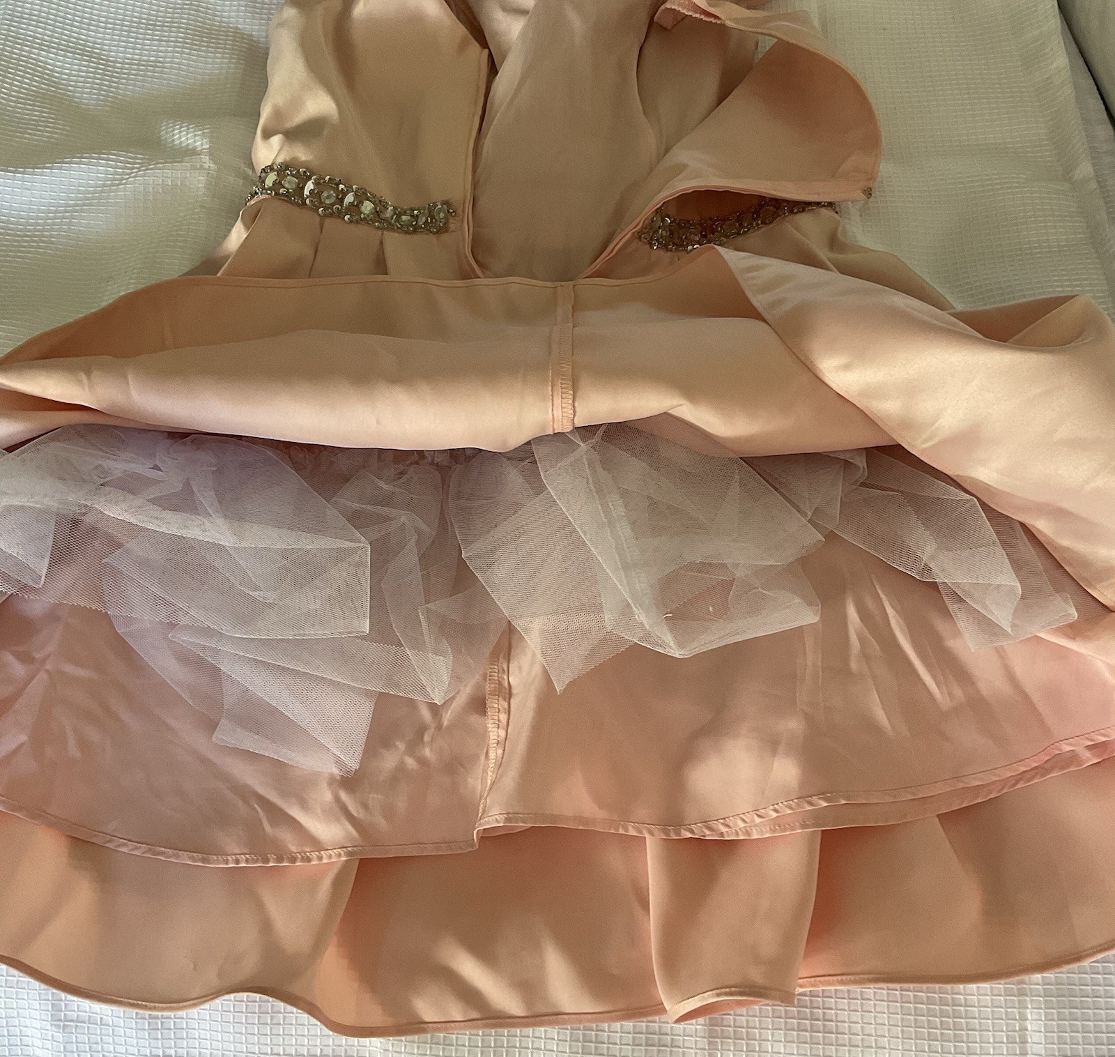 Cindy Collection Fit N Flare Dress Mini Pink Satin Rhinestone Prom Wedding Gown