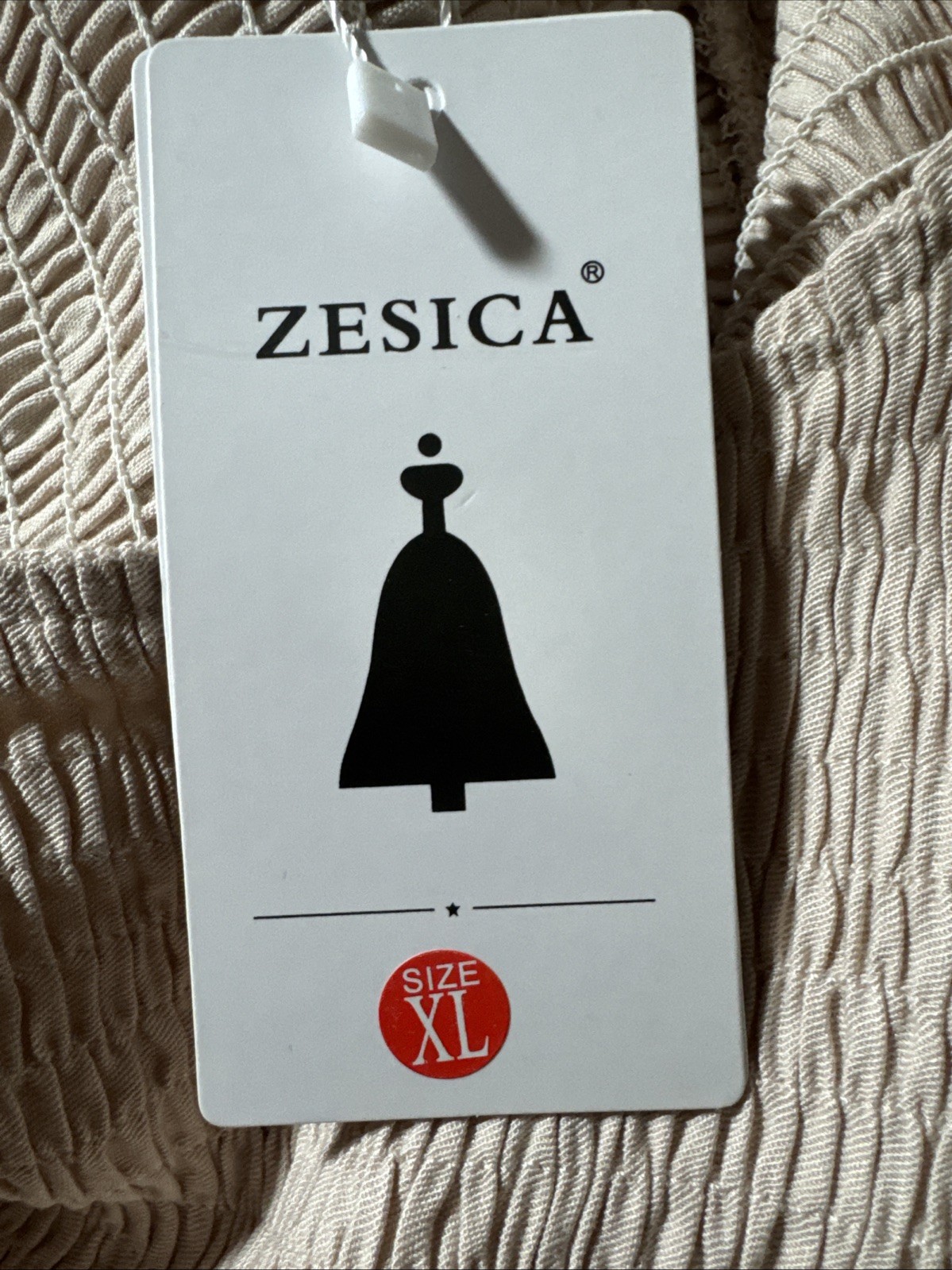 NWT Zesica Long Sleeve Smocked Midi/Maxi Dress, High Waist Tiered Flowy Blush XL