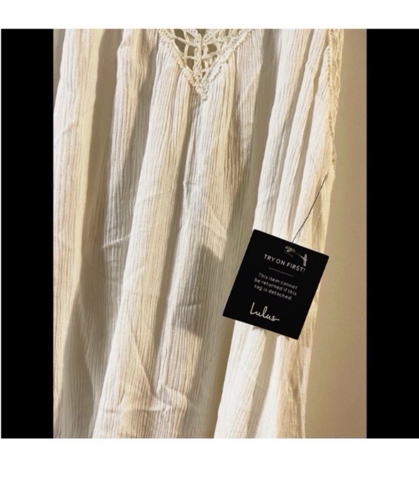 Lulus White Crochet Gauze Mini Dress Size Medium New!