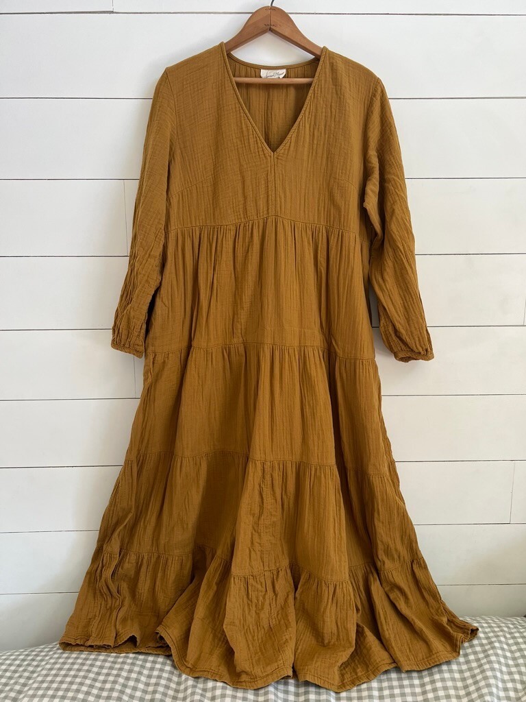 Universal Thread Long Sleeve Tiered Gauzy Dress Women’s Size L Boho Cottagecore