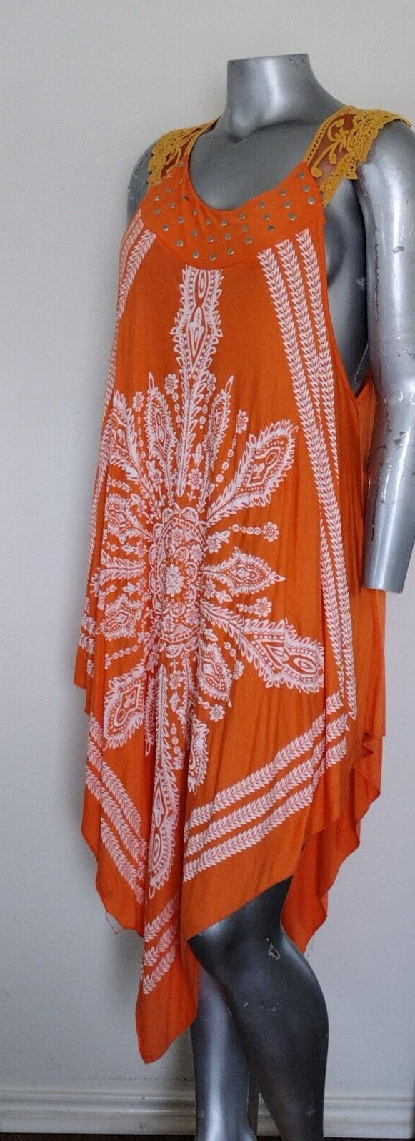 NWT Step in Style Asymmetrical Mandala Dress Size XXL Studded crochet Sleeveless
