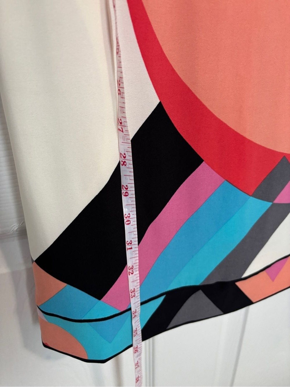 Donna Morgan Geometric Colorblock Shift Dress Pink Coral Teal Mod Print Size 2