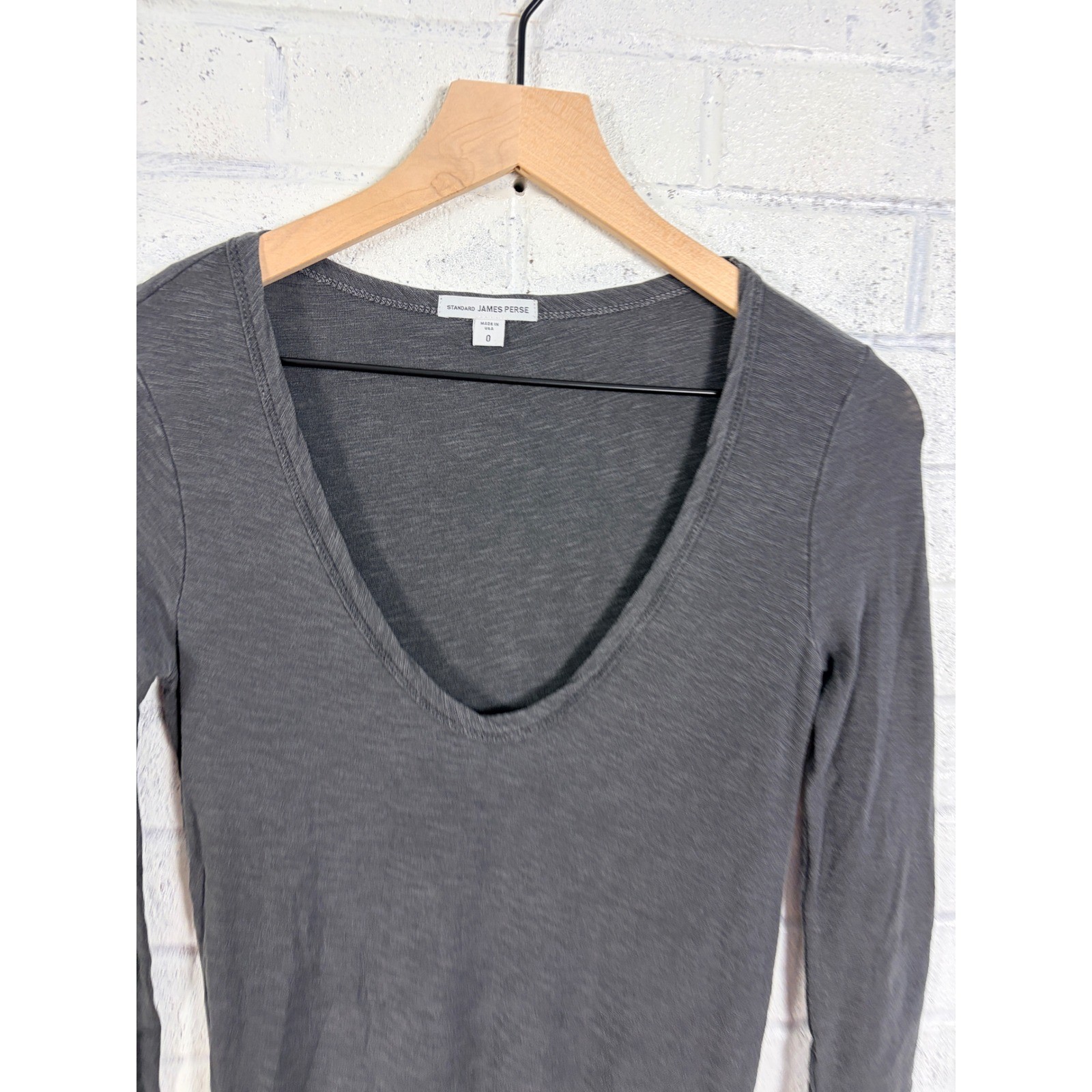 Standard James Perse Mini Dress Womens XS Gray Long Sleeve Slub Knit Ruched USA