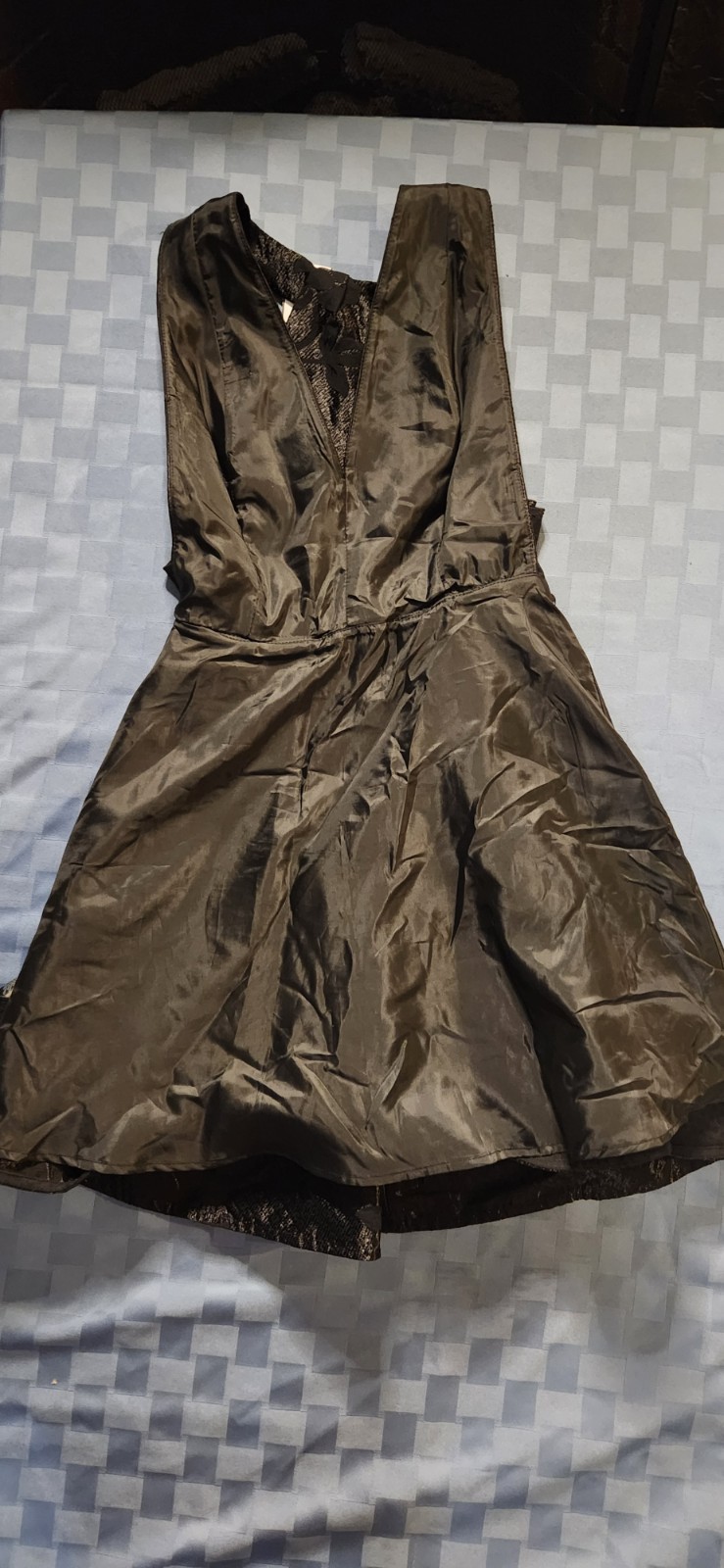 Topshop Black Brocade & Shimmer Fabric Prom or Cocktail Dress Cross Shoulder