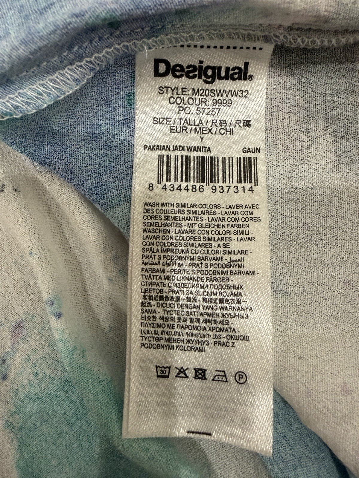 Desigual Abstract Watercolor Kimono-Sleeve Dress 38 S Artsy Made in Portugal