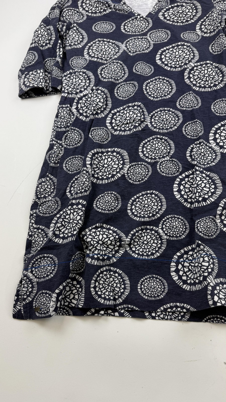 Hatley Dress Womens Medium Blue A-Line Shift V-Neck 3/4 Sleeve Geometric Print