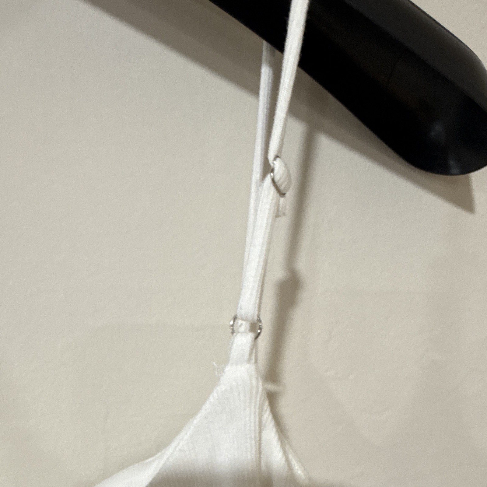 Lush Off-White Ribbed Sleeveless Dress XS Adjustable Straps Ruffle Zip