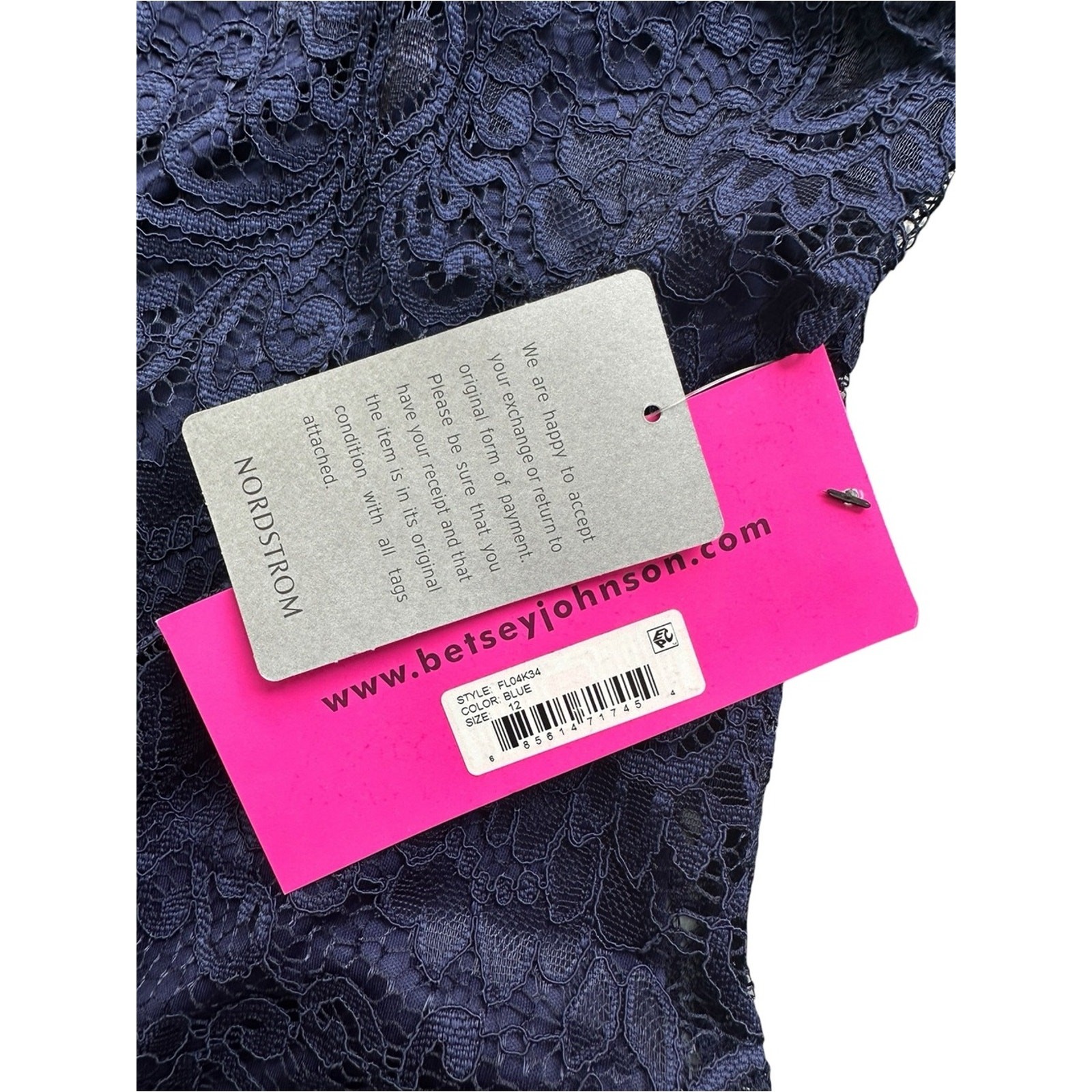 Betsey Johnson Navy Lace Bow Neck Shift Mini Dress NWT Size 12