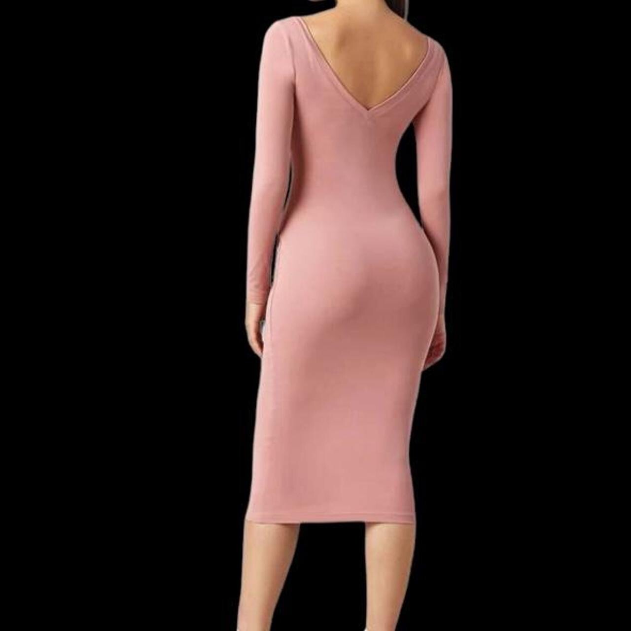 Shein Basic V Neck Mauve Pink Dress With Flaw On Sleeve (see picture 3) Size 2