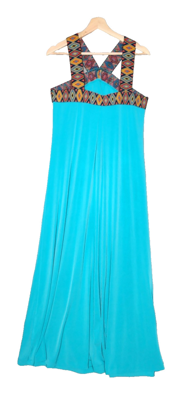 New York & Co Dress Womens Large Maxi Long Sleeveless Swing Relaxed Pleated Boho