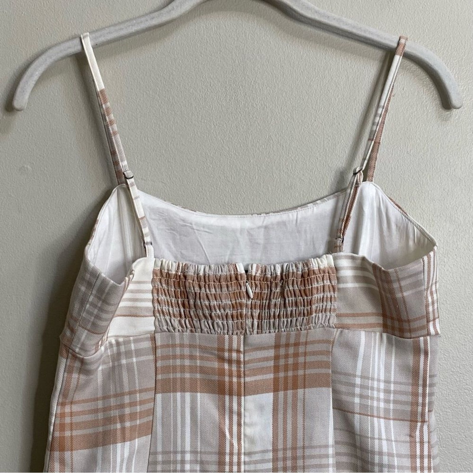 NWT Aeropostale Cream Tan Plaid Y2K Mini Dress Size Small