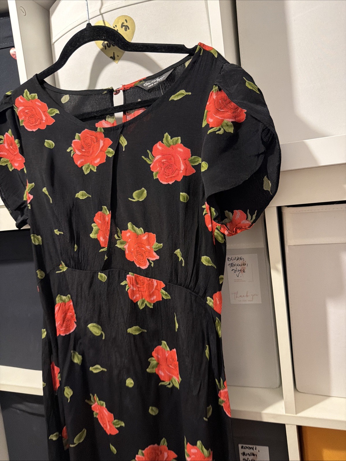 Miss Selfridge Black Rose Printed Keyhole Mini Dress