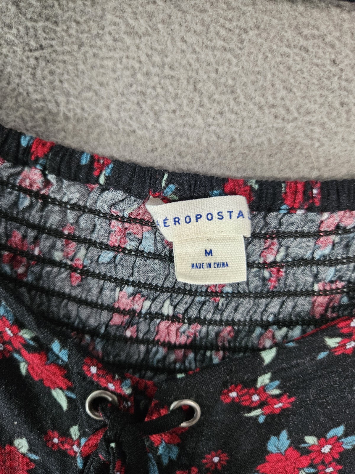 Aeropostale Medium Mini Dress Whimsy Goth Renaissance Black Red Floral Sweethear