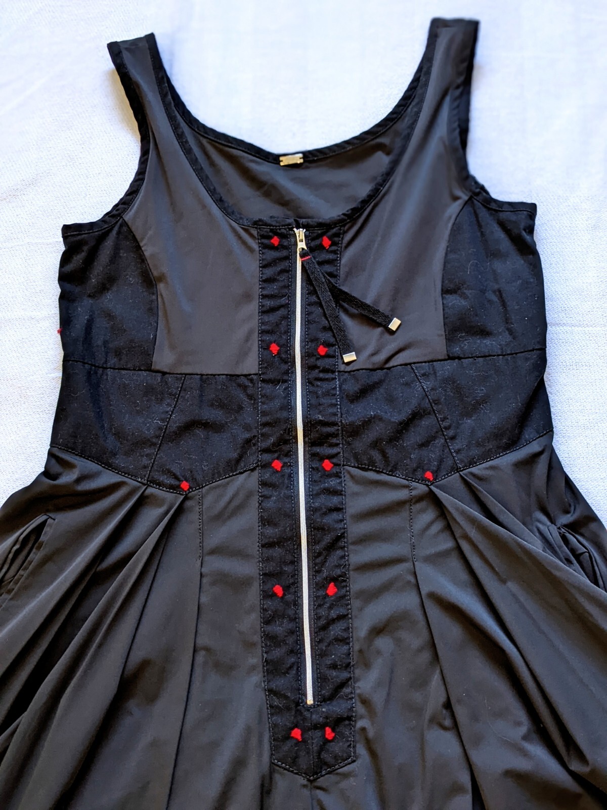 Black red layered look pockets punk gothic lolita vampire witch rave dress L