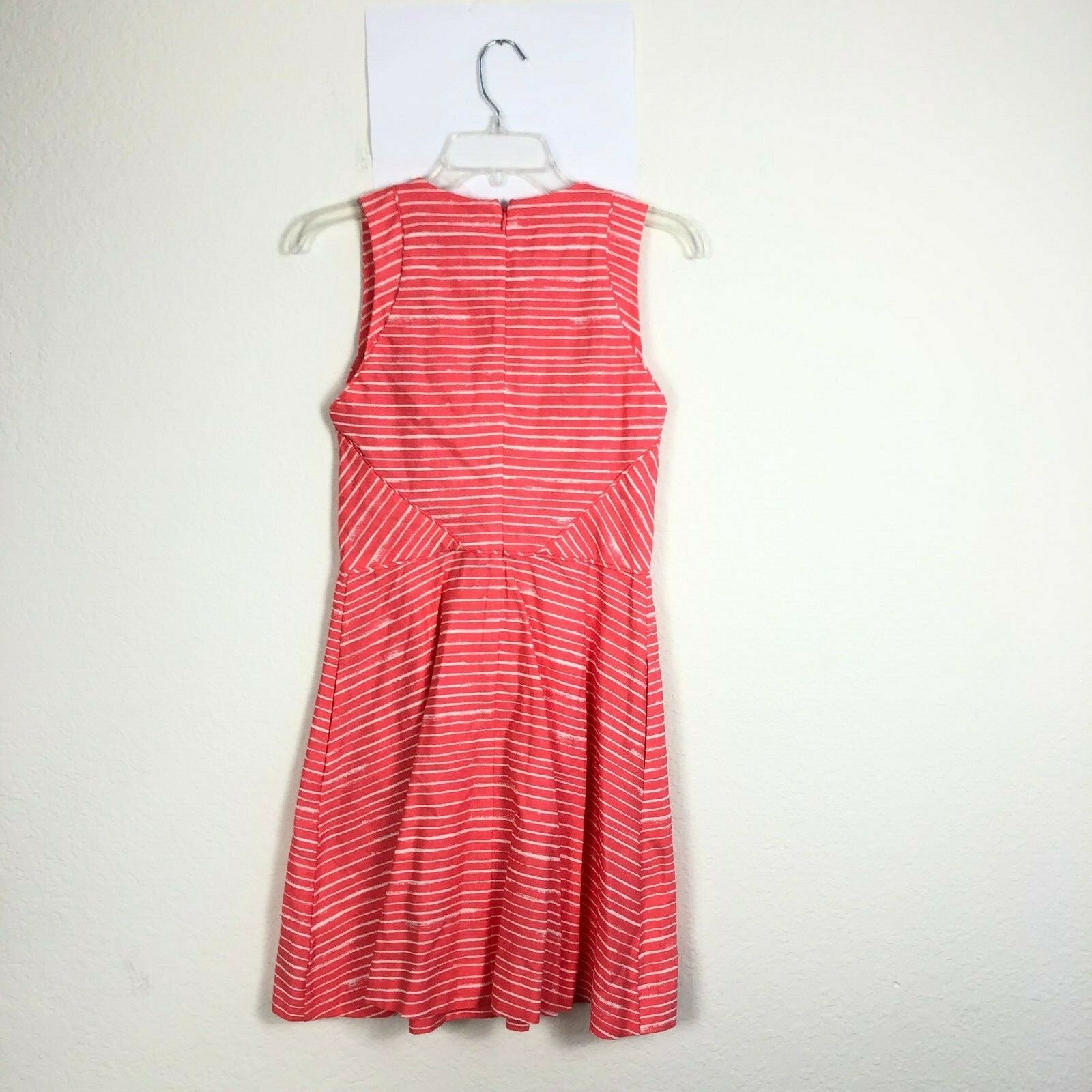NEW Gap Womens fit & flare inverted pleat stripe dress siz 2 Sleeveless Linen EK