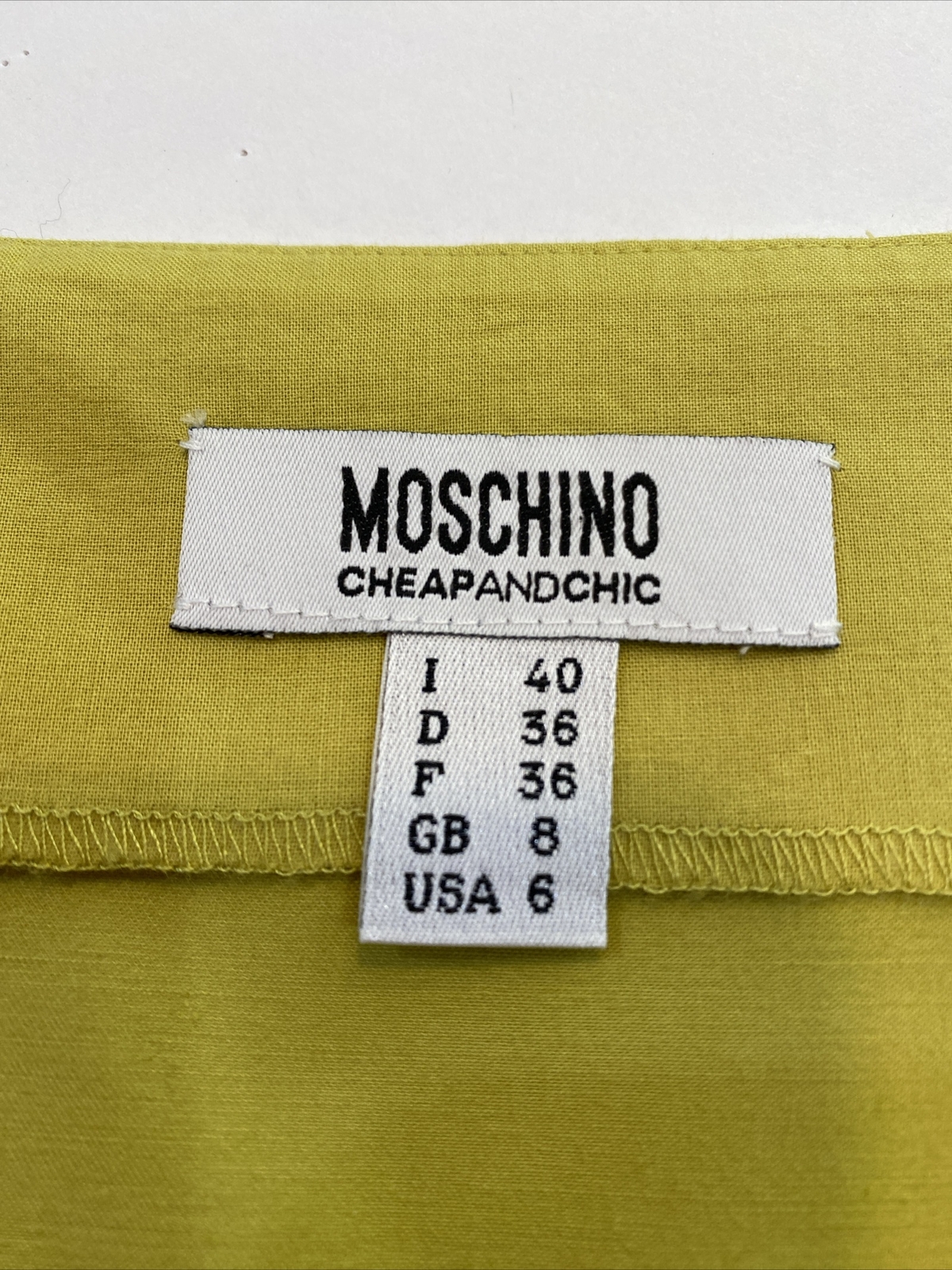 Moschino Cheap & Chic Chartreuse Sleeveless Cotton Pleated A line Dress 6 Modern
