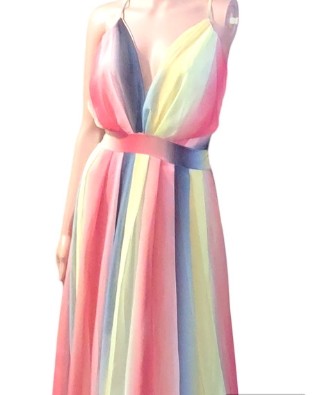 Sexy Flowing Maxi SunDress Halter Back Long Casual Boho Beach Cocktail Dress L