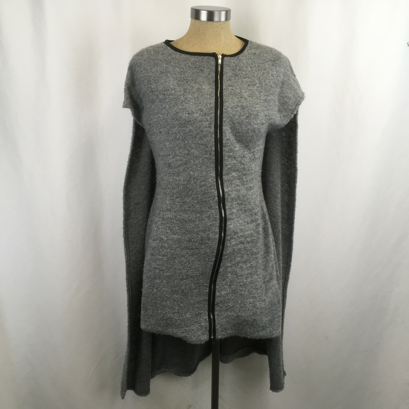 Christina Karin Designer Cape Dress Womens Medium NEW Gray Zip Front