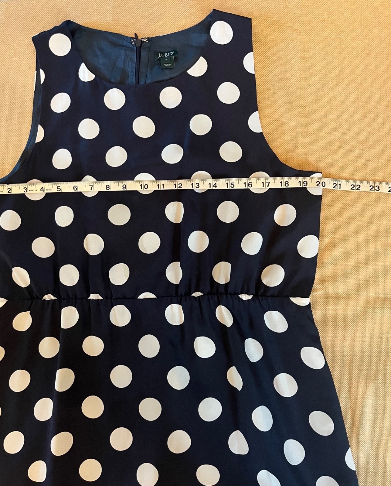 J. Crew Navy White Polka Dot Sleeveless Sheath Dress Size 14 Style 43750