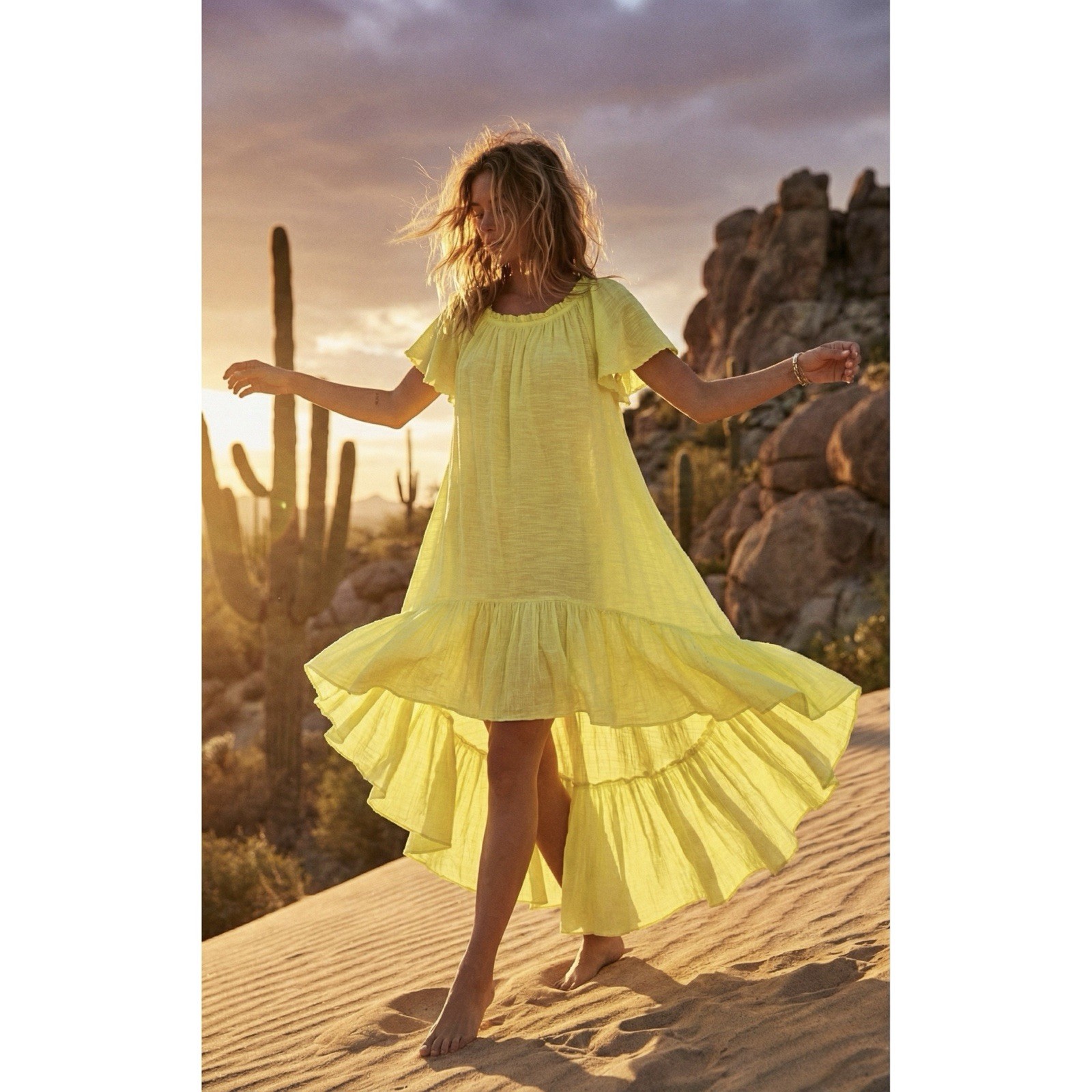 Devotion Twins High Low Neon Lime Maxi Dress S